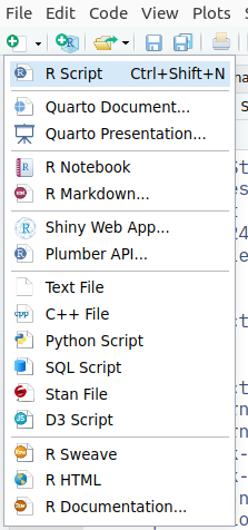 Be sure to choose 'R Script' from the list
