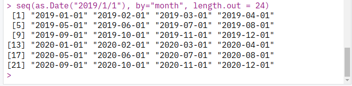 Executing a `seq()` function for dates